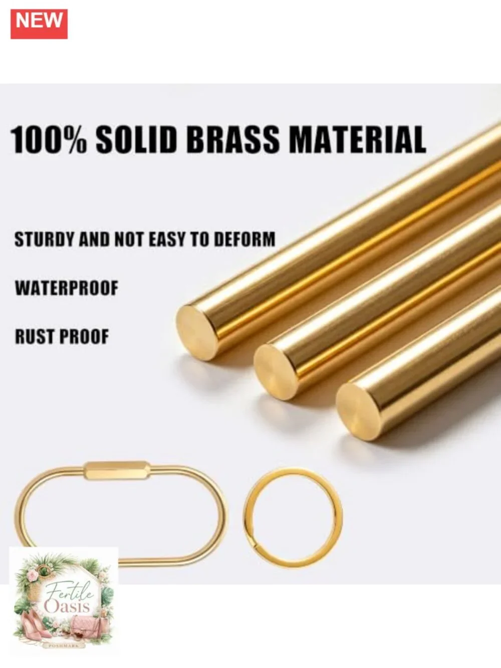 Solid Brass Screw Lock Keychain Carabiner Clip for Keys Bag Charm